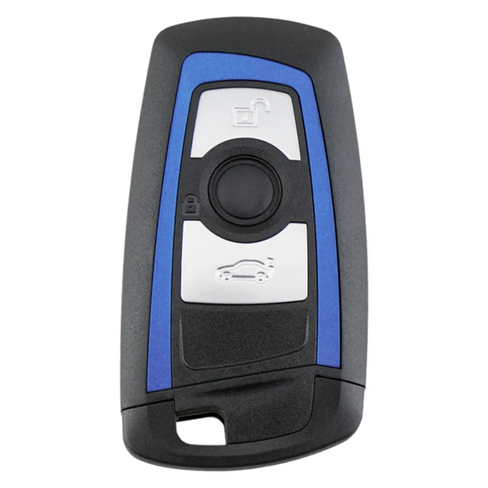 3 Button Smart Remote Key Case for BMW FEM – Blue Trim – HU100R Emergency Blade