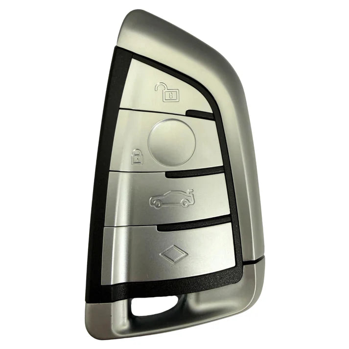 4 Button Smart Remote Key Case for BMW FEM / BDC / G Series – Silver – HU100R Emergency Blade