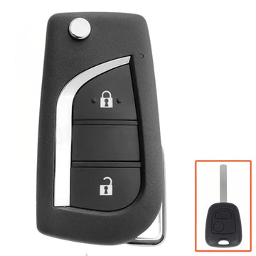 Aftermarket Upgraded 2 Button Flip Remote Key for Citroen C1 / Peugeot 108 / Toyota Aygo (2005–2014) – ID70, 433MHz